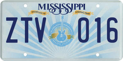 MS license plate ZTV016