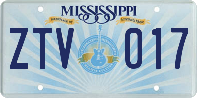 MS license plate ZTV017