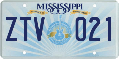 MS license plate ZTV021