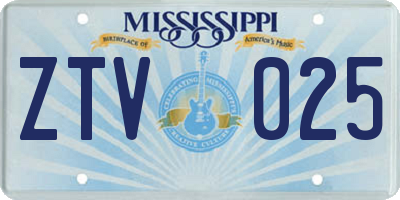 MS license plate ZTV025