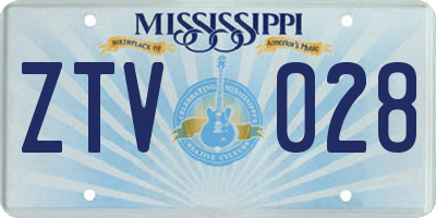 MS license plate ZTV028