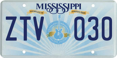 MS license plate ZTV030