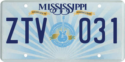 MS license plate ZTV031