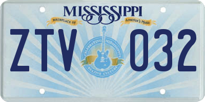 MS license plate ZTV032