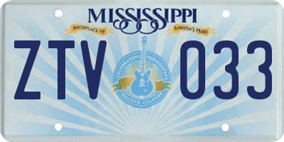 MS license plate ZTV033