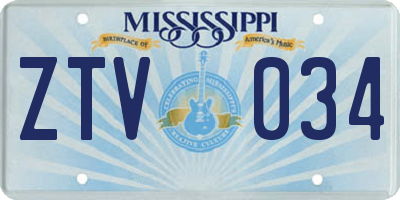 MS license plate ZTV034