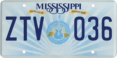 MS license plate ZTV036