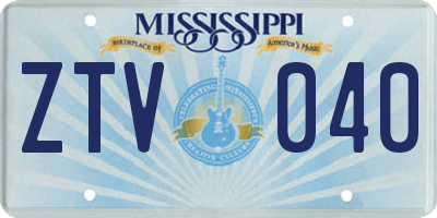 MS license plate ZTV040