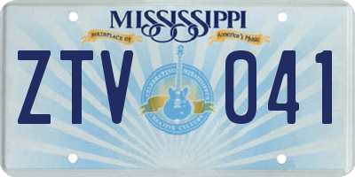 MS license plate ZTV041