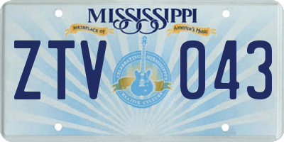 MS license plate ZTV043