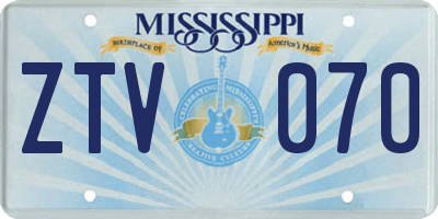 MS license plate ZTV070