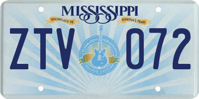 MS license plate ZTV072