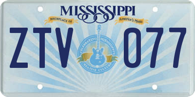 MS license plate ZTV077