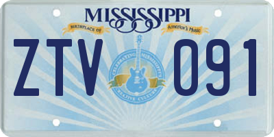 MS license plate ZTV091