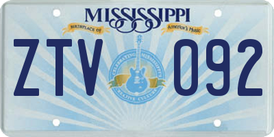 MS license plate ZTV092