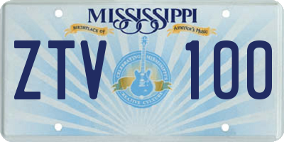 MS license plate ZTV100