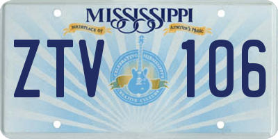 MS license plate ZTV106
