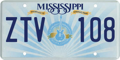 MS license plate ZTV108