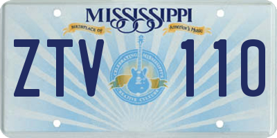 MS license plate ZTV110