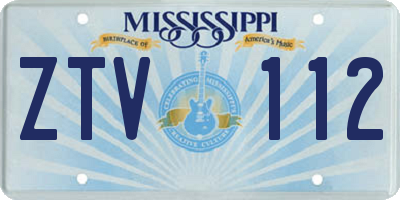 MS license plate ZTV112