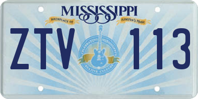 MS license plate ZTV113