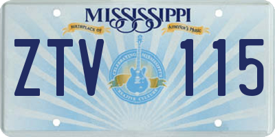 MS license plate ZTV115