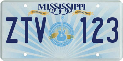 MS license plate ZTV123