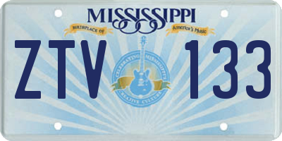 MS license plate ZTV133