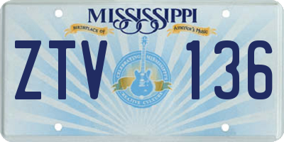 MS license plate ZTV136