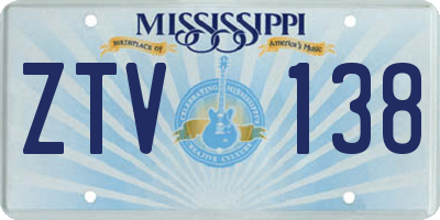 MS license plate ZTV138