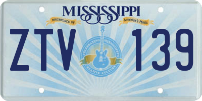 MS license plate ZTV139