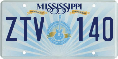MS license plate ZTV140