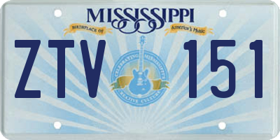 MS license plate ZTV151