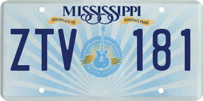 MS license plate ZTV181