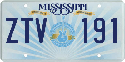 MS license plate ZTV191