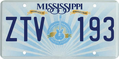 MS license plate ZTV193