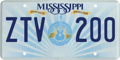 MS license plate ZTV200