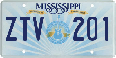 MS license plate ZTV201