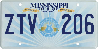 MS license plate ZTV206