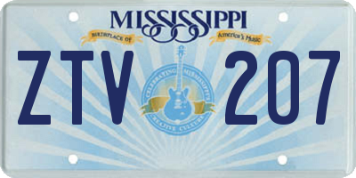 MS license plate ZTV207