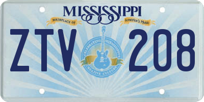 MS license plate ZTV208