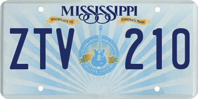 MS license plate ZTV210