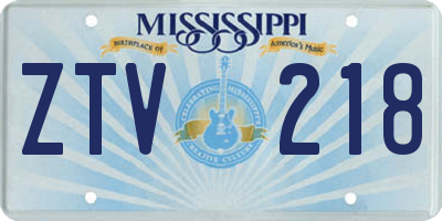 MS license plate ZTV218