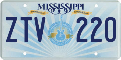 MS license plate ZTV220