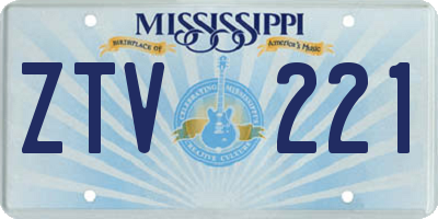 MS license plate ZTV221