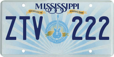 MS license plate ZTV222