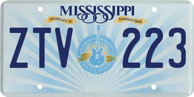 MS license plate ZTV223