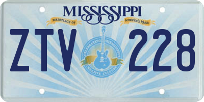 MS license plate ZTV228