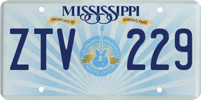 MS license plate ZTV229