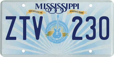MS license plate ZTV230